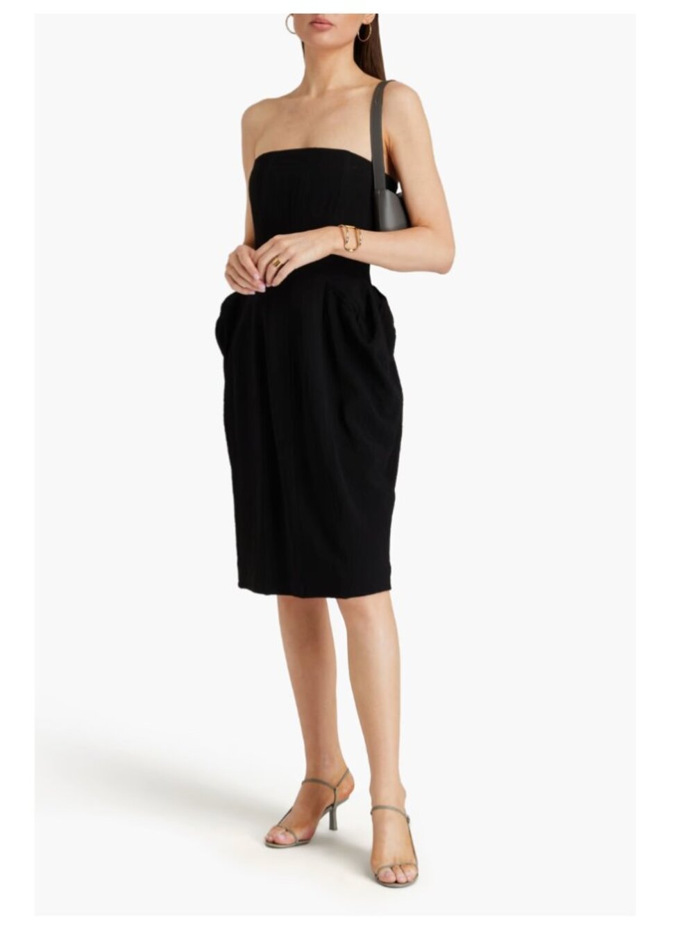 NWT BITE STUDIOS Strapless pleated crepe dress in black - 2